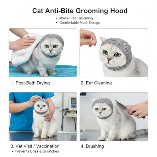Adjustable Cat Muzzle for Grooming and Cat Nail Trimming Check,Biting Prevention, Pet Nail Clippers, Nail File. | Adjustable Cat Muzzle for Grooming