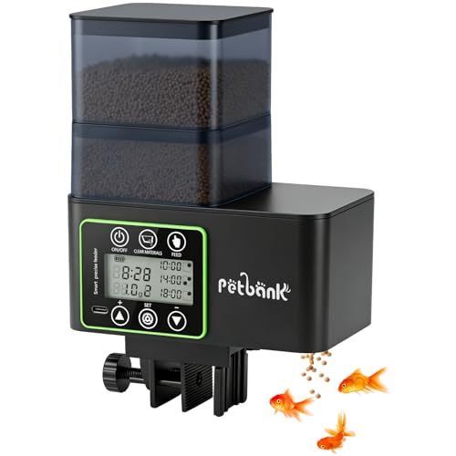 Automatic Fish Feeder for Aquarium - 230/510ml Timer Fish Feeder Dispenser with 0.1-2g Precision Feeding, Moisture-Proof Auto Fish Feeder with Feed Cleaning & Shortage Alert, USB Rechargeable