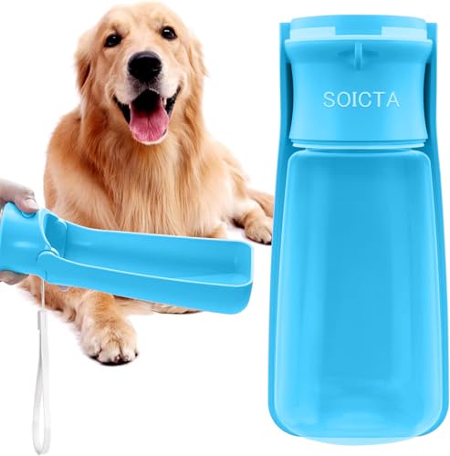 Portable Dog Small Animals Water Bottle for Walking 19 OZ or 12 OZ Pet Water Bottles for Puppy Medium Large Dogs Little Animals Water Dispenser Dog Small Animals Water Bowl - color: Lake Blue, size: 19OZ