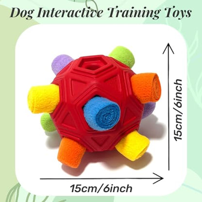 Snuffle Ball for Dog Toys Unbreakable Upgrade Ball Interactive Toy Foraging Snuffle Mat Puppy Treat Dispenser Slow Feeder Dog Puzzle Toys for Small, Medium, Large Pets (Red Rainbow) - color: Red Rainbow