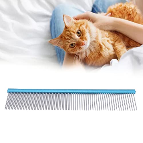 Greyhound Comb For Dogs, Metal Dog Comb Dog Combs with Rounded Ends Dog Comb Cat Comb For Removing and Knots Grooming Tool For Long Short Haired Dog (Blue 22cm/8.7in) - size: Blue 22cm/8.7in