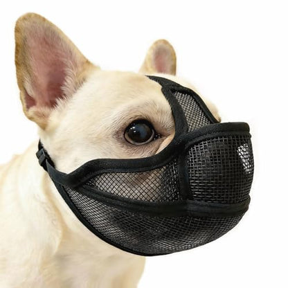 Short Snout Dog Muzzle for French Bulldog, Open-Eye & Full Pant Design Prevent Eating Biting, Panting & Drinking & Feeding Freely, Dog Mask for Shih Tzu Pug Boston Terrier English Bulldog(S, Black) - size: S(11.5"-17.5")