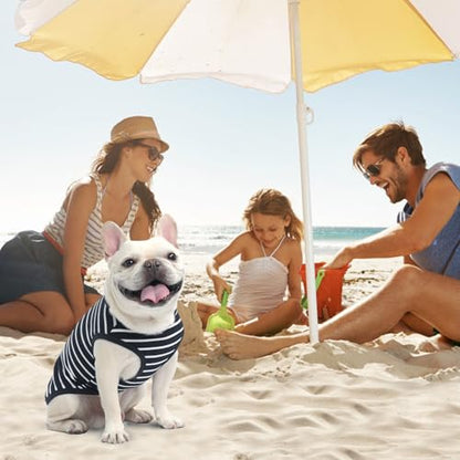 MIHACHI Dog Shirts Cotton Striped T-Shirt, Summer Pet Clothes for Small Dogs, 2-Pack Soft Puppy Apparel Cat Tee, Sleeveless Lightweight, Quick Dry, Breathable,Stretchy, Navy Blue M - color: Navy Blue, size: Medium