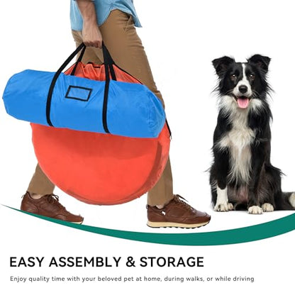 DWVO Dog Agility Accessories Kit: Comprises of a Teaser Pole, 2 Hurdles, 6 Weaving Poles, Agility Tunnel, Pause Box, Full Set of Agility Equipment for Backyard Indoors Outdoors