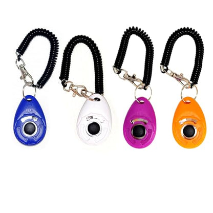 Advanced 4 Multi-Colorful Dog Clicker - Large Medium Small Dogs Training Clicker with Wrist Strap. (Blue,White,Violet,Dark Yellow)