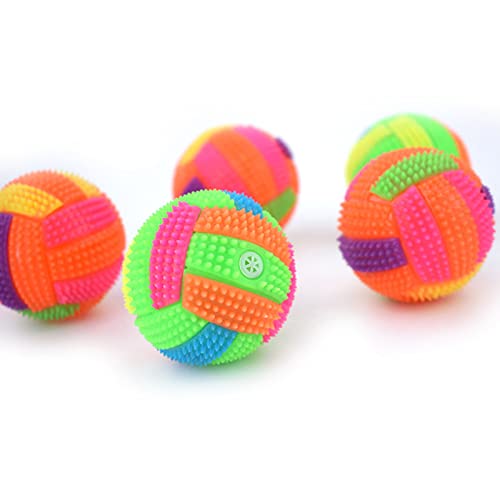 Teething Ball Spiky Dog Glowing Pet Chew Ball Flashing Squeak Molar Ball Interactive Pet Dogs Chasing 2.36 Inch