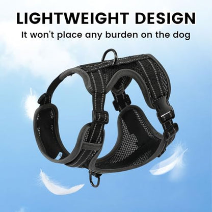 No-Pull Dog Harness with Dog Leash Breathable Mesh Adjustable Soft Padded Pet Vest Reflective for Small/Medium/Large Dogs Walking, Training - color: Black, size: L