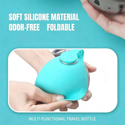 Foldable Pet Water Bottle for Travel, 2 in 1 Portable Dog Water Bottle, 9.6 Oz Stainless Steel Bottle with Silicone Bowl, Leak-Proof Water Dispenser Ideal for Small Dog Walking (Blue) - color: Blue