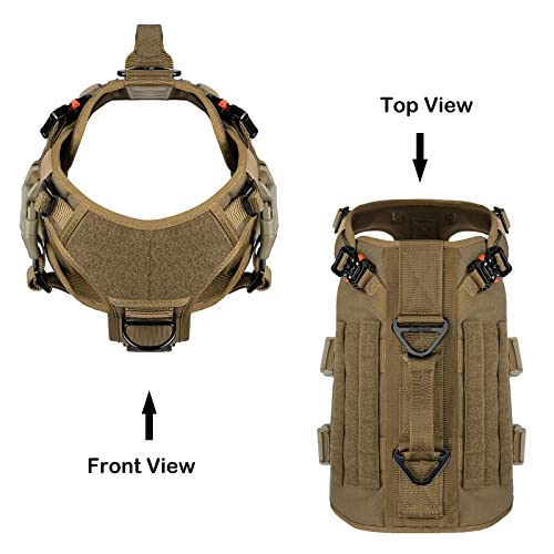 ICEFANG GN3 Tactical Dog Harness with 6X Buckle,Dog Molle Vest with Handle,3/4 Body Coverage,Hook and Loop Panel for ID Patch,No Pulling Front Clip (M (25"-31" Girth), Coyote Brown) - color: Coyote Brown, size: Medium (Pack of 1)