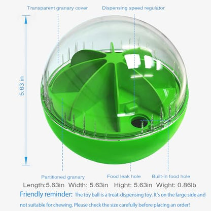 Dog Treat Ball, Dog Food Puzzle Slow Feeder Interactive Squeaky Mental Stimulation Toys, Dog& Cat Treat Dispenser Puzzle Toys Active Rolling Balls for Medium/Large Dog Breeds - color: Green