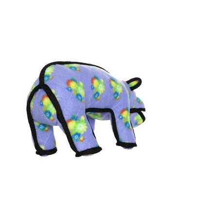 TUFFY - World's Tuffest Soft Dog Toy - Zoo Hippo - Squeakers - Multiple Layers. Made Durable, Strong & Tough. Interactive Play (Tug, Toss & Fetch). Machine Washable & Floats. (Regular) - color: Purple/Yellow