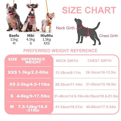 Puppytie No Pull xs Dog Harness with Multifunction Dog Leash,Soft Adjustable No Choke Escape Proof Pet Harness Vest,Pink,XS - color: A-Pink, size: XS(4.5-11lb）