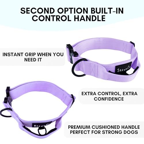 ShawnCo Basecamp Dog Collar- Premium, Adjustable, Heavy-Duty Nylon Tactical Dog Collar with Metal Buckle for Medium and Large Dogs (ICY Lilac, M) - color: Icy Lilac, size: M- No Handle