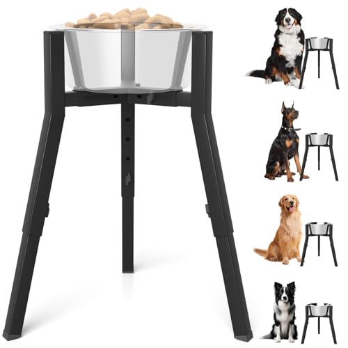 Elevated Dog Bowl Stand for Large Dogs, Adjustable Height & Width,Single Raised Dog Food Water Holder,Bowl Not Included - color: Black, 12.9-18.9H-Square, size: Height: 12.9-18.9", Width: 8.3-12.6"
