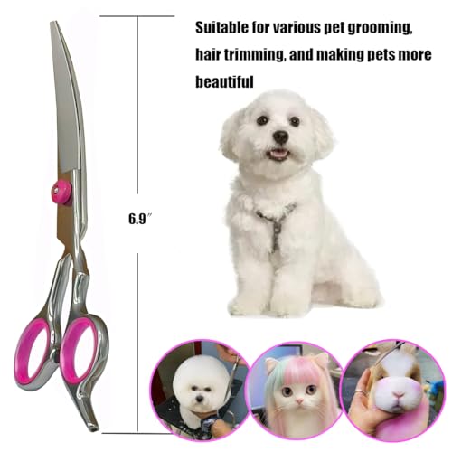 Dog Grooming Scissors,Pet Hair Scissors with Safety Round Tips Heavy Duty Titanium Stainless Steel Professional Dogs Cats Pets Grooming Shears (Up bend scissors) - style: Up bend scissors