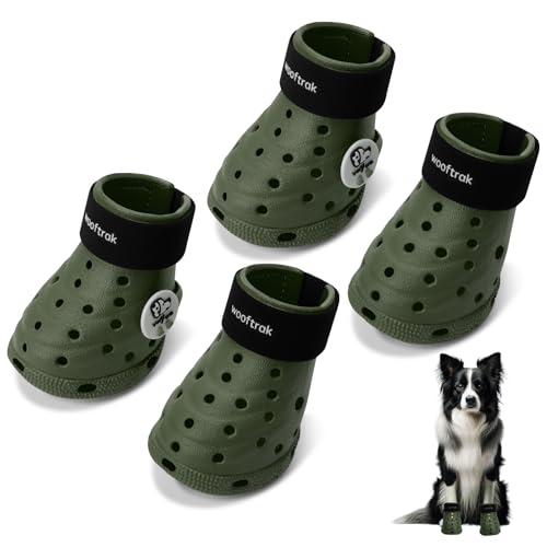 Dog Shoes Breathable Dog Shoe for Hot Pavement, Dog Booties and Paw Protectors, Non-Slip Waterproof Dog Sandals Boots (Green+Black, M: (2.6’’x2.3'')(L*W)) - color: Green+Black, size: M: (2.6’’x2.3'')(L*W)