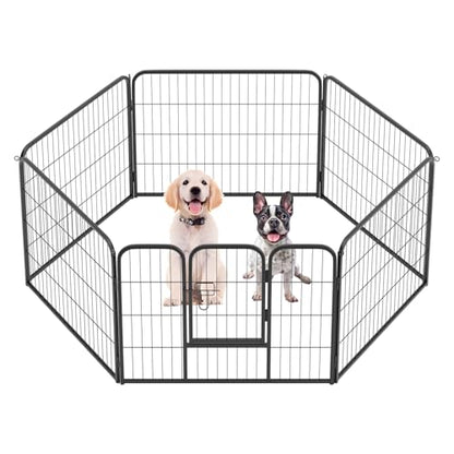 FDW Dog Playpen Dog Pen Dog Kennel 6 Panels 24 Inch Height Indoor Outdoor Folding Metal Portable Puppy Exercise Pen Heavy Duty Dog Fence for Yard Camping,Black - style: 6 Panels
