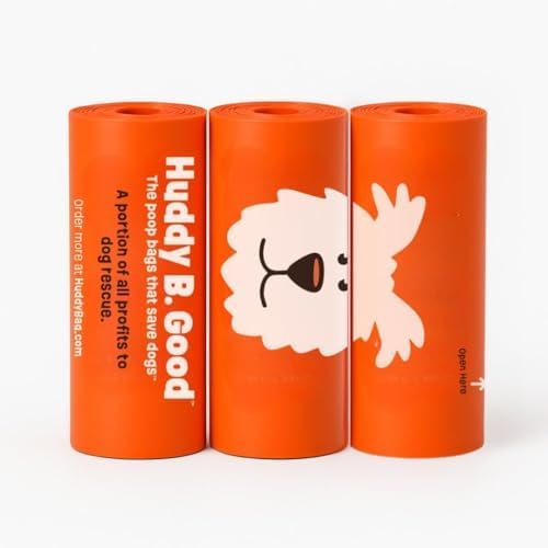 Huddy B. Good™ – New! Dog Poop Bags That Save Dogs | Supports 3 Dog Rescues | Cruelty-free Manufacture | Eco-Friendly | 85% Plant-Based Material | Extra Large & Leak-Proof | Unscented | 120 Count
