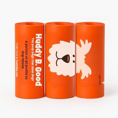 Huddy B. Good™ – New! Dog Poop Bags That Save Dogs | Supports 3 Dog Rescues | Cruelty-free Manufacture | Eco-Friendly | 85% Plant-Based Material | Extra Large & Leak-Proof | Unscented | 120 Count