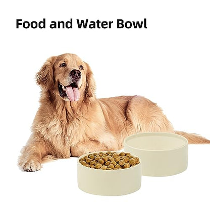 Havniva 8.3inch Ceramic Dog Bowls Dog Food Bowl for Large Breed Dog Food and Water Bowl Non-Slip Dog Dish Large Capacity Feeding Pet Water Bowl - color: 1 Bowl - Light Yellow, size: 8.3inch
