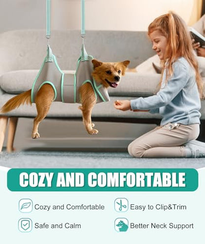 Kkiimatt XS Dog Grooming Hammock Harness, Grey, Nail Trimming, Holder, Restraint, Thick Neck Support - size: XS (14 LB Max) Silver Grey 4.5-10in