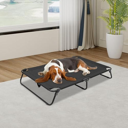 Folding Dog Cot, Outdoor Elevated Dog Bed with Breathable Mesh, 47.24 * 31.5 * 8.66in and 99.2lbs Capacity, for Home, Travel, Camping