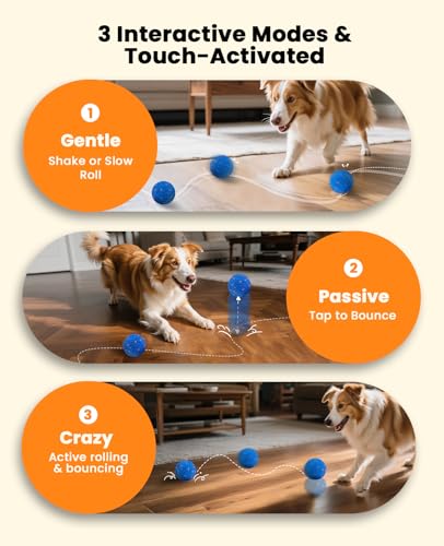 Xeuch Smart Interactive Dog Toy Balls, Automatic Moving Ball for Puppy, Medium and Large Dogs, ETPU Material, Motion Activated Rolling & Rotating Bouncy Toy for Dog Enrichment & Stimulation - color: Blue and Orange