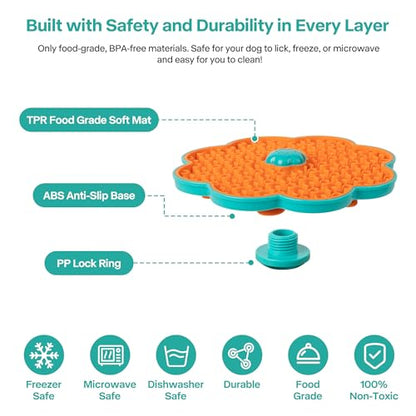 2 in 1 Lick Mat for Crate Training, Dog Slow Feeder Anxiety Relief Pad with Suction Cups, Dishwasher Safe, BPA-Free Silicone for Small & Medium Dogs, 2 Pack - size: 2