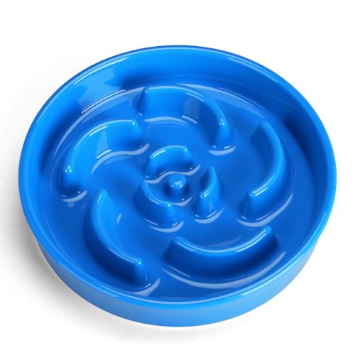 Slow Feeder Dog Bowl, Ceramic 2 Cups Dog Food Bowls for Small, Medium, and Large Breed, Anti-Slip Maze Puzzle Food Dish to Slow Down Eating (Blue, 2 Cups) - color: Flower - Blue
