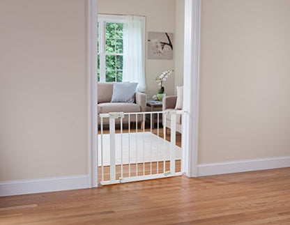 Safety 1st Easy Install Baby Gate for Doorways, Auto-Close Pressure-Mounted Magnetic Latch, Indoor Dog Gates, No Drilling, Fits 29"-38", White - color: White
