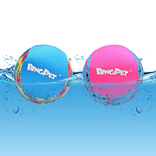 BINGPET Dog Pool Toy Floating Balls, 2 Pcs Dog Water Ball for Summer Swimming Bouncing Ball Pool Toys, Interactive Soft Dog Chew Balls for Small and Medium Dogs - color: Hawaiian