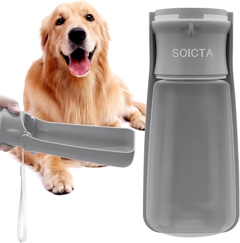 Portable Dog Small Animals Water Bottle for Walking 19 OZ or 12 OZ Pet Water Bottles for Puppy Medium Large Dogs Little Animals Water Dispenser Dog Small Animals Water Bowl - color: Grey, size: 19OZ