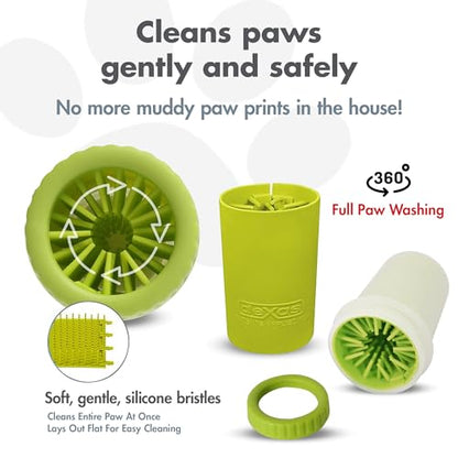 Dexas MudBuster Large Dog Paw Cleaner, Green, Fits 2.5"-3.5" Wide Paws, Gentle Silicone Bristles for Quick, Easy Cleaning - color: Green, size: Large without Lid
