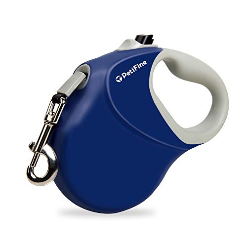 PetiFine 26ft/8m Heavy Duty Retractable Dog Leash for Large Dogs,Strong Extendable Dog Leash Up to 110 lbs, Reflective Nylon Tape Tangle Free (Blue) - color: Blue