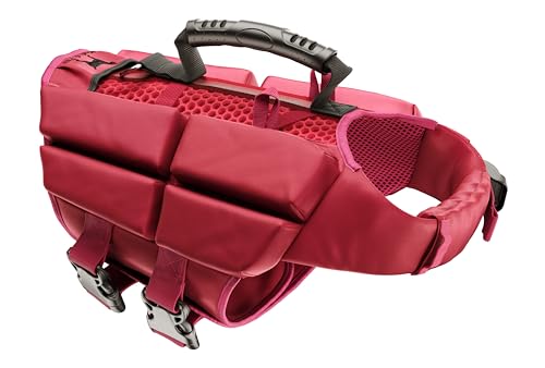 NOAH & PAW Dog Life Jacket, Human Standards Lifejacket Design, Dog Life Vest for Swimming and Boating, 3X Foam Support for Max Floating, Breathable Mesh, Salvavidas para Perros, Size S - color: Red, size: S