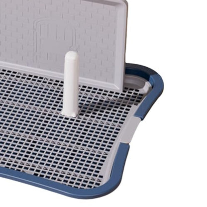 HouseVibe Indoor Dog Potty Tray with Protection Wall and Removable Post No Spilling Puppy Training Toilet for Apartment Bunny Small Medium Dogs- Large Dark Blue - color: Large Dark Blue