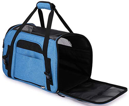 EliteField Soft Pet Carrier (3 Year Warranty, Airline Approved) Soft Sided Dog Puppy Cat Carrier Travel Bag (X-Large: 21" L x 12" W x 13" H, Sapphire Blue) - color: Sapphire Blue, size: 21.0"L x 12.0"W x 13.0"H