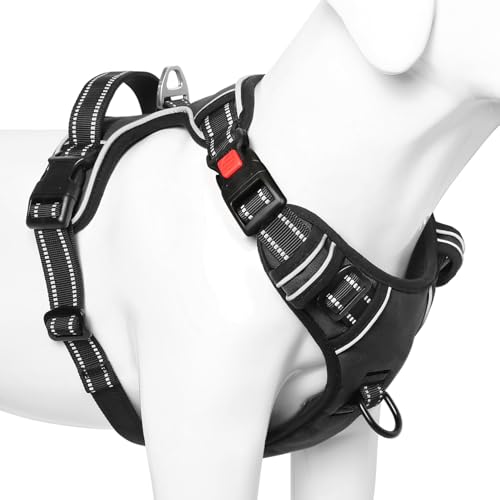 Timos Dog Harness, 3 Snap Buckles No-Pull Soft Padded Dog Vest with 2 Metal Leash Clips, Adjustable Reflective No Choke Pet Harness with Easy Control Handle for Small Dogs,Black,S - color: Lock-Black, size: Small (Pack of 1)