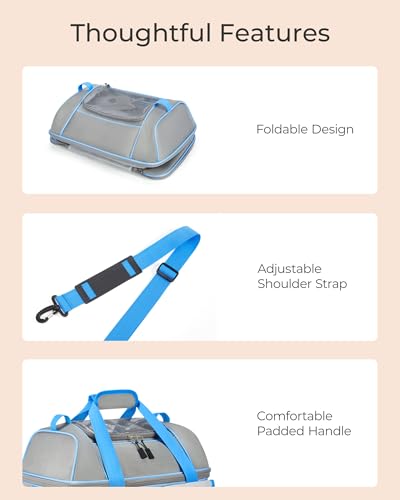 Expandable Cat Dog Carrier: NOBLE DUCK Soft-Sided Pet Carrier Airline Approved Large Small Medium Collapsible Portable Travel Up to 25 Lbs Grey - color: 1-Grey, size: Medium