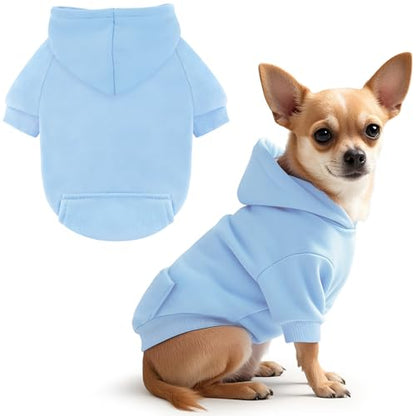 Idepet Pet Dog Hoodies Dog Clothes for Small Dogs Vest Chihuahua Clothes Warm Coat Jacket Autumn Puppy Outfits Cats Dogs Clothing(S,Light Blue) - color: Light Blue, size: Small