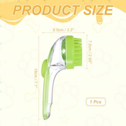 Pet Bath Brush, Dog Shampoo Brush New 2 in 1 Grooming Massage Scrubber Bubble Maker with Ring Built-in Shampoo Dispenser(Coarse,Green), for Long Short Hair Cats Shower - color: Green