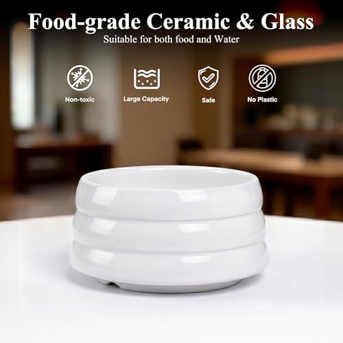 BOBO & Bowl Pet Drinking Bowl (1.2L/40 oz), Food-Grade Ceramic Water Bowl for Small & Medium Dogs - Elevated, Heavy Sturdy, Dishwasher & Microwave Safe, Black - color: White