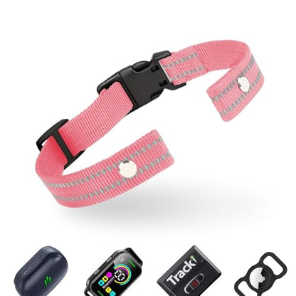 Collar Replacement Strap, Reflective Replacement Nylon Collar Strap Dog GPS Training Bark Receiver Collars, Durable Adjustable E Collar Straps for Small Medium Large Dogs, Pink - color: Pink