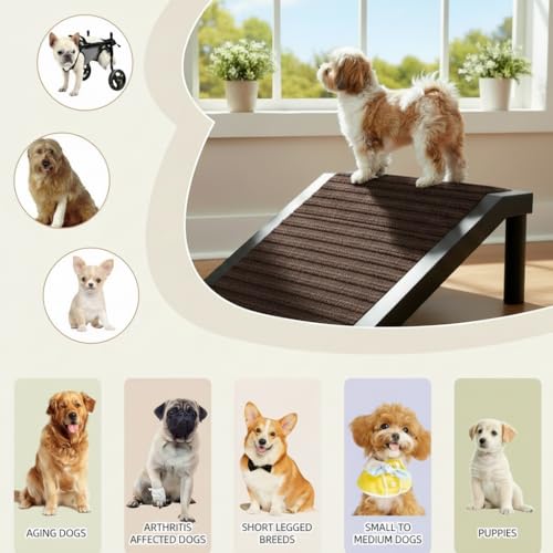 Dog Ramp for Stairs – Non-Slip Pet Steps with Locked-in Carpet & Iron Frame, Helps Senior Dogs & Small Breeds Climb Safely (Coffee-4 Pack) - size: Coffee-4 PACK