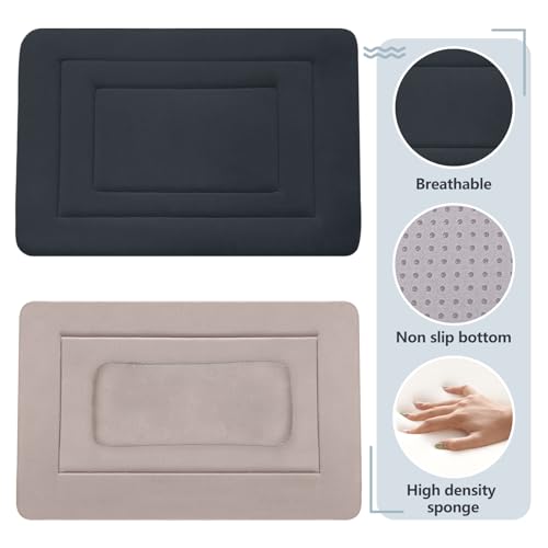 Dog Bed Soft Dog Crate Bed Pad Mat, 36 in Non Slip Bottom Washable Beds for Medium and Large Dogs, Pet Bed Mattress Kennel Pad, Dark Blue Gray - color: Dark Blue Gray, size: 36.0"L x 23.0"W x 1.2"Th