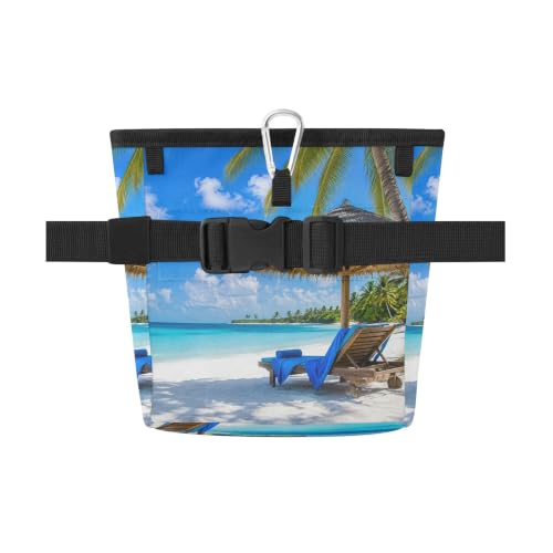 Beach Water-Resistant Dog Treat Pouch, 3 Ways to Wear Treat Bag with Magnetic Closure & Reflective Strip, Hands-Free for Pet Training, Walking