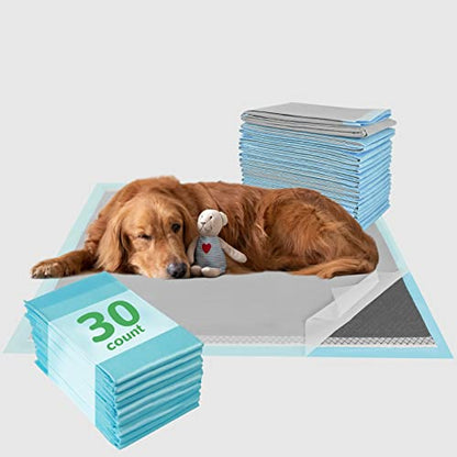 DEEP DEAR Charcoal Puppy Pads 28"x34" (30-Count), Activated Carbon Dog Pads Extra Large, Leak-Proof Pee Pads for Dogs, Super Absorbent Pet Training Pads for Puppies, Piddle Pads for Doggies, Cats - size: Charcoal: 28"x34" - 30 Count
