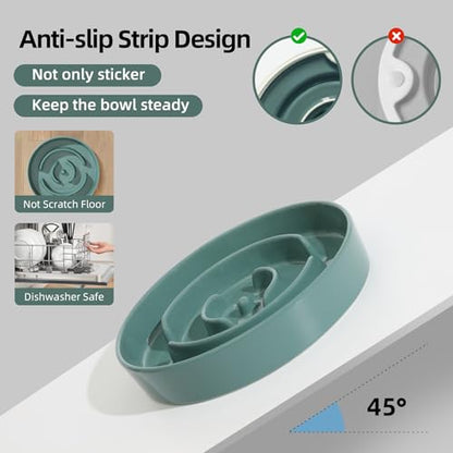 Havniva Ceramic Slow Feeder Dog Bowls, 1.6 Cups Dog Bowl Slow Feeding for Medium Breed, 8.2inch Puzzle Dog Food Bowl Slow Feeder Non-Slip Anti-Gulping and Anti-Choking Reduces Bloating - color: 1 x Dark Green-A, size: 8.2inch