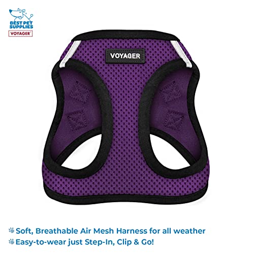 Voyager Step-in Air All Weather Mesh Harness and Reflective Dog 5 ft Leash Combo with Neoprene Handle, for Small, Medium and Large Breed Puppies by Best Pet Supplies - Purple, X-Small - color: Leash Harness Set (Purple Base), size: XS (Chest: 13 - 14.5")