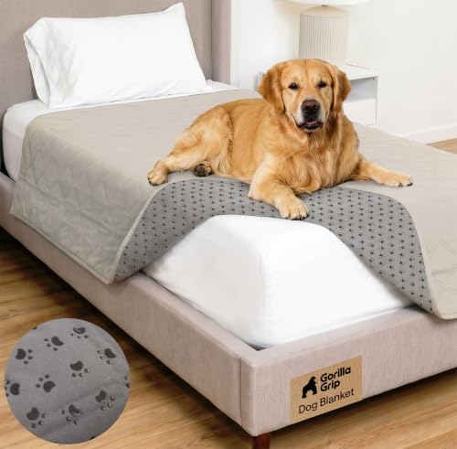 GORILLA GRIP® Waterproof Dog Blanket 82x52, Leakproof Couch Cover for Dogs, Silicone Grip Backing, Protects Sofa, Sectional, Bed, Crate, Car & RV, Tear-Resistant Washable Pet Blanket Light Taupe - color: Light Taupe, size: 52" X 82"